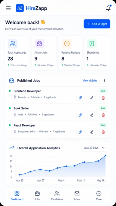 HireZapp mobile hiring view